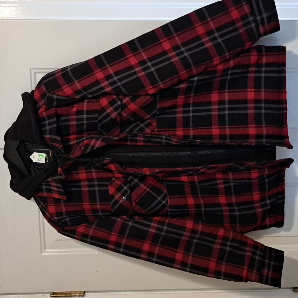 Men's Red and Black Plaid Jacket